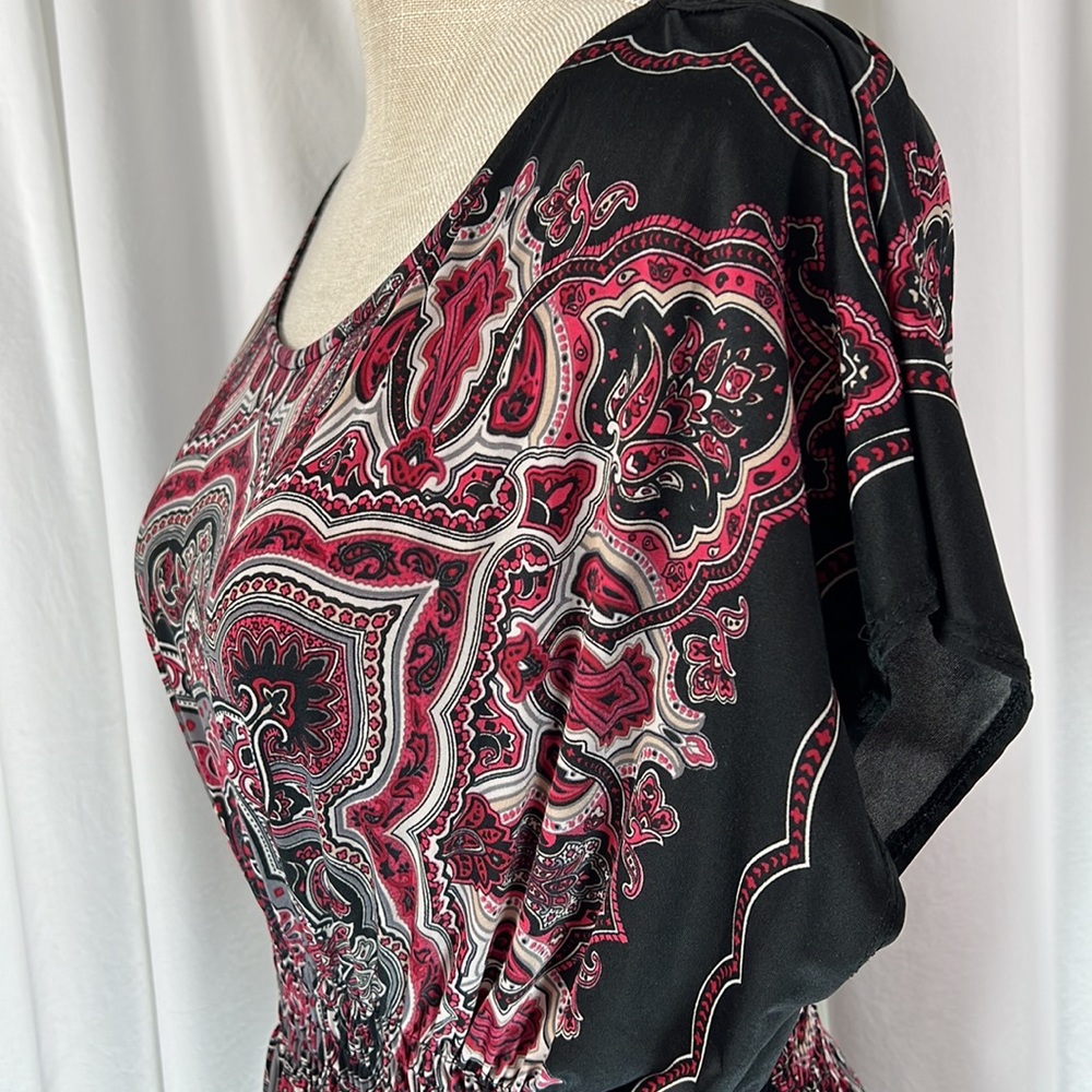 HeartSoul L Black/Burgundy Patterned Blouse - Picture 5 of 13